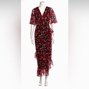 SALONI Silk Long Dress Size 4 EUC SEE VIDEO Mod Shot